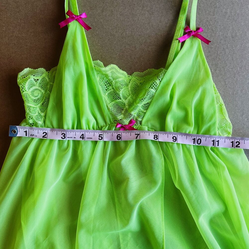 SOLD ✨ Betsey Johnson Neon Slip Dress 💚 Y2K Fairycore Lingerie - Picture 6 of 7